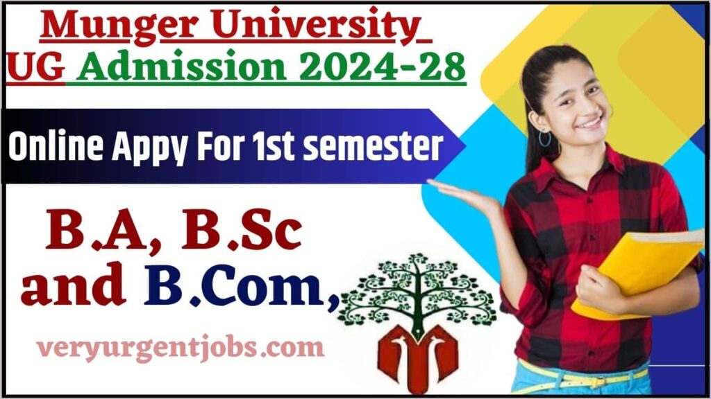 Munger University UG Admission 2024-28: Online Appy For 1st semester B.A, B.Sc and B.Com, Date @mungeruniversity.ac.in