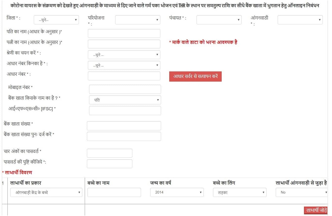 Anganwadi Labharthi Yojana