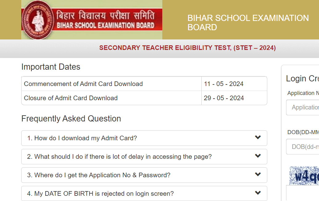 BSEB STET Admit Card