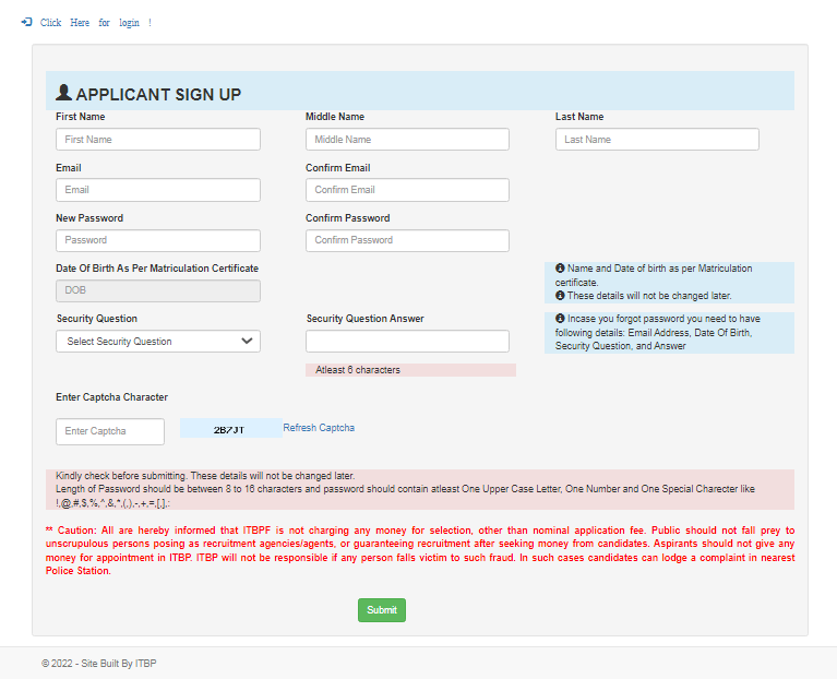 ITBP SI Hindi Translator Recruitment