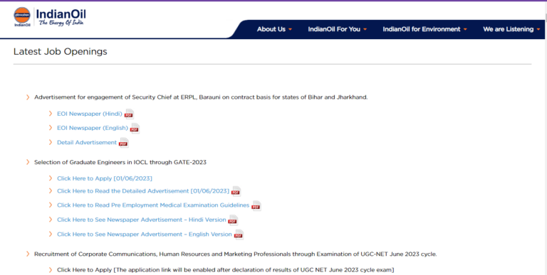IOCL Non-Executive Recruitment 