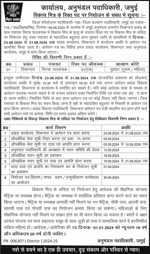Bihar Vikas Mitra Recruitment