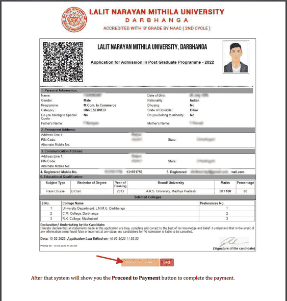 LNMU PG Admission