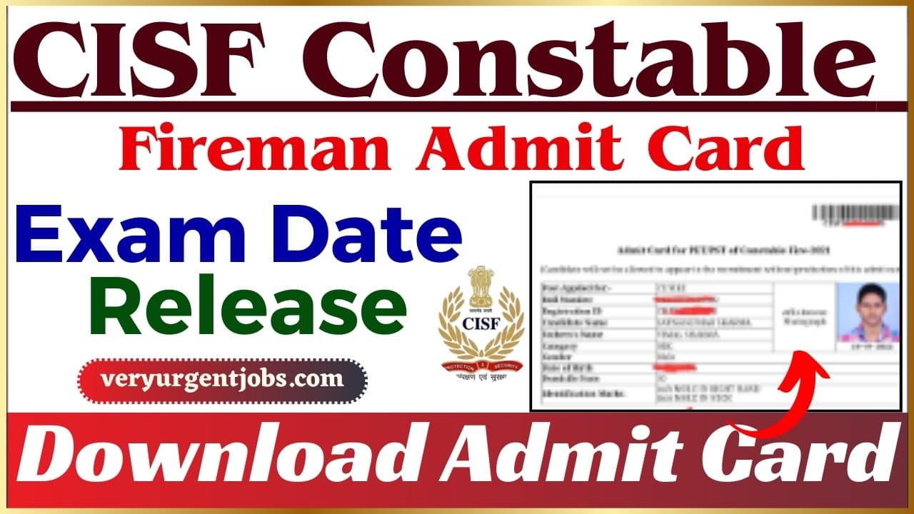 CISF Constable Fireman Admit Card