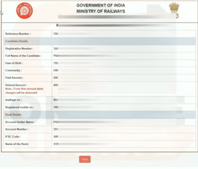 RRB Group D Fee Refund 