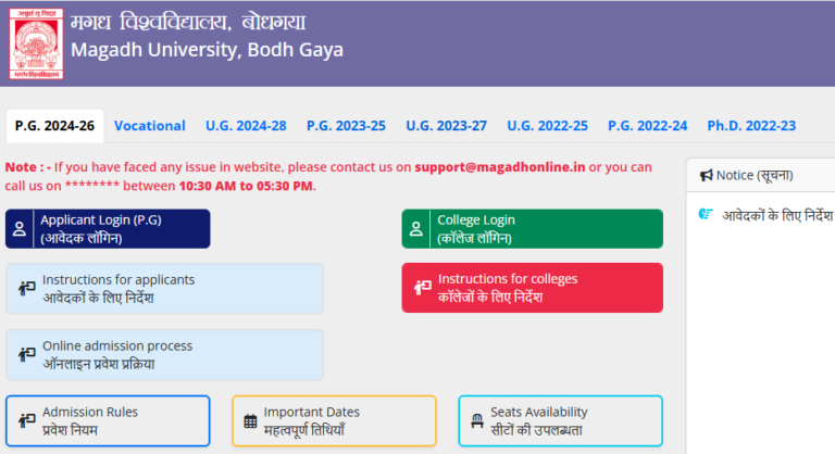 Magadh University PG Admission 